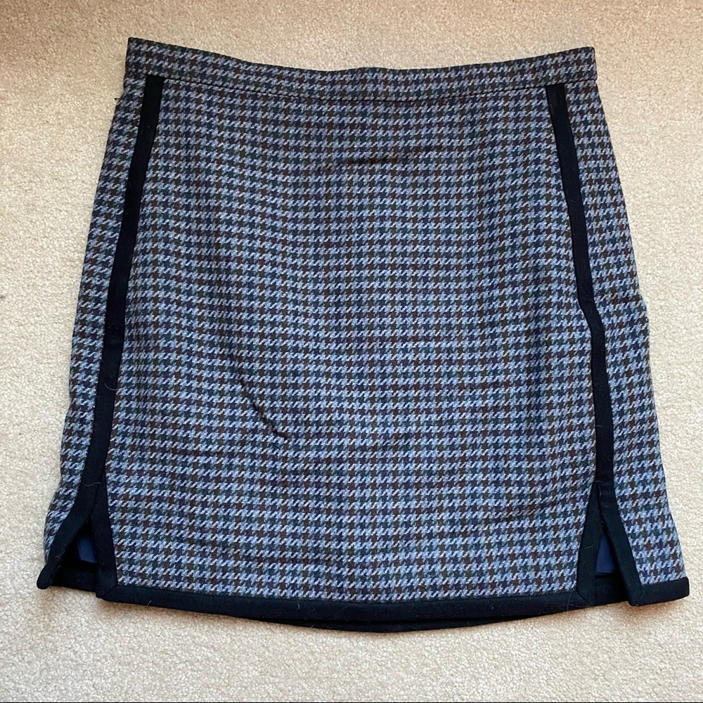 JCrew Blue Houndstooth Pencil Skirt